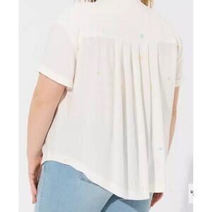 NWT Torrid Cloud Dancer Challis Button Up Short Sleeve Ying‎ Yang Flowers 2X